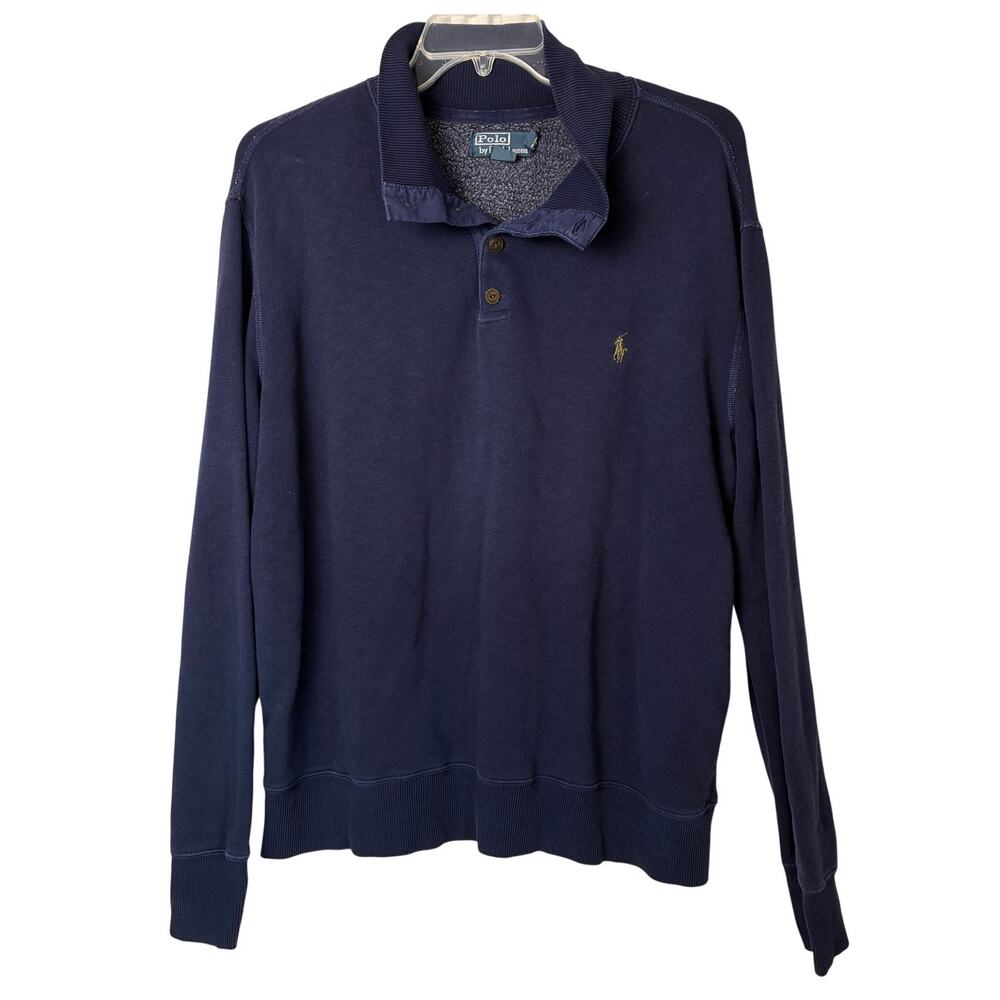 Vintage Polo Ralph Lauren 1/4 Button Pullover Mens XXL Blue 80s Preppy